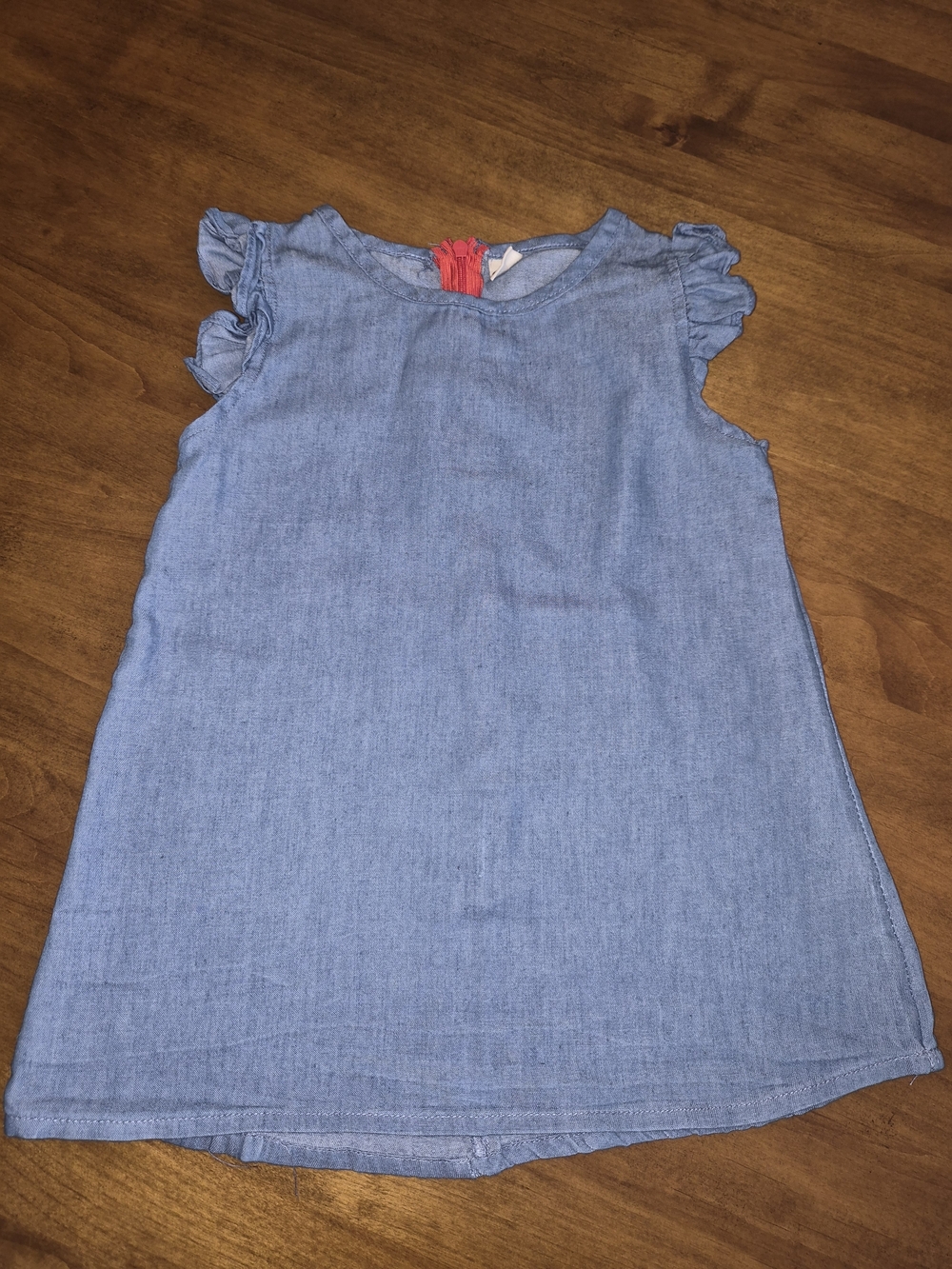Girls' Chambray Ruffle Sleeve A-line Cotton Light Blue Dress 2T
